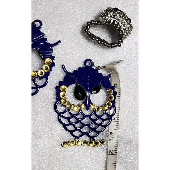 Whimsigoth Owl Theme Accessory Lot: Owl Scarf, Earrings, Watch & Stretch Ring - Picture 13 of 16